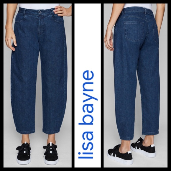 Lisa Bayne Barrel Leg Indigo Crop Jeans - Picture 1 of 9